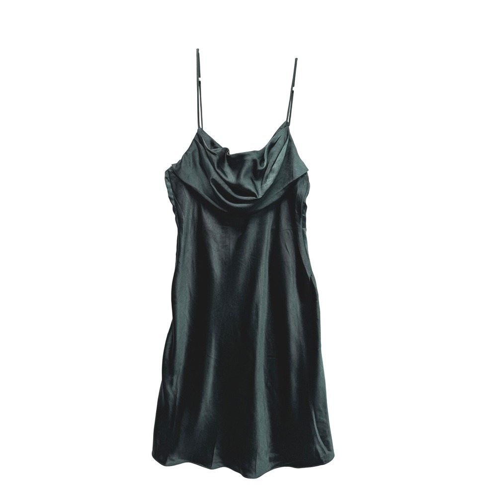 NWT Hello Molly Forest Green Satin Cowl Neck Mini Dress 8 Holiday